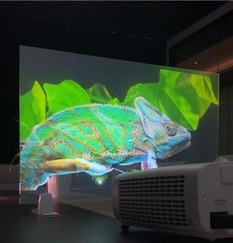 Proyección holográfica sobre película UTD transparente